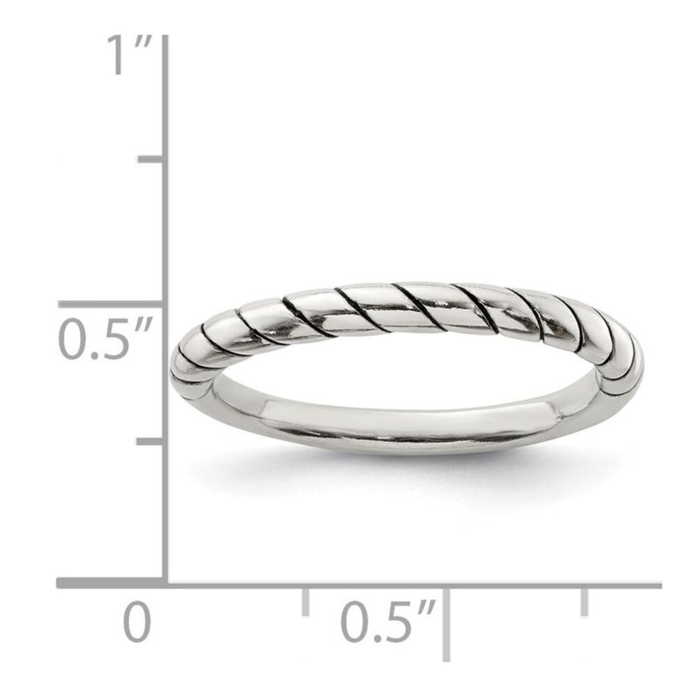 Kazi Luxury Sterling Silver Stackable Twist Ring - image 3